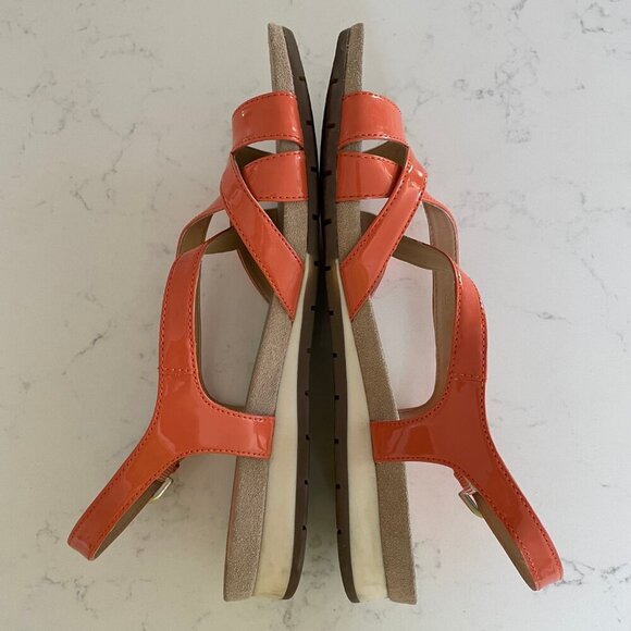 Geox Respira Formosa 1" Wedge Heel Strappy Sandals Buckle Close Lt Orange Sz 10 - Picture 2 of 11